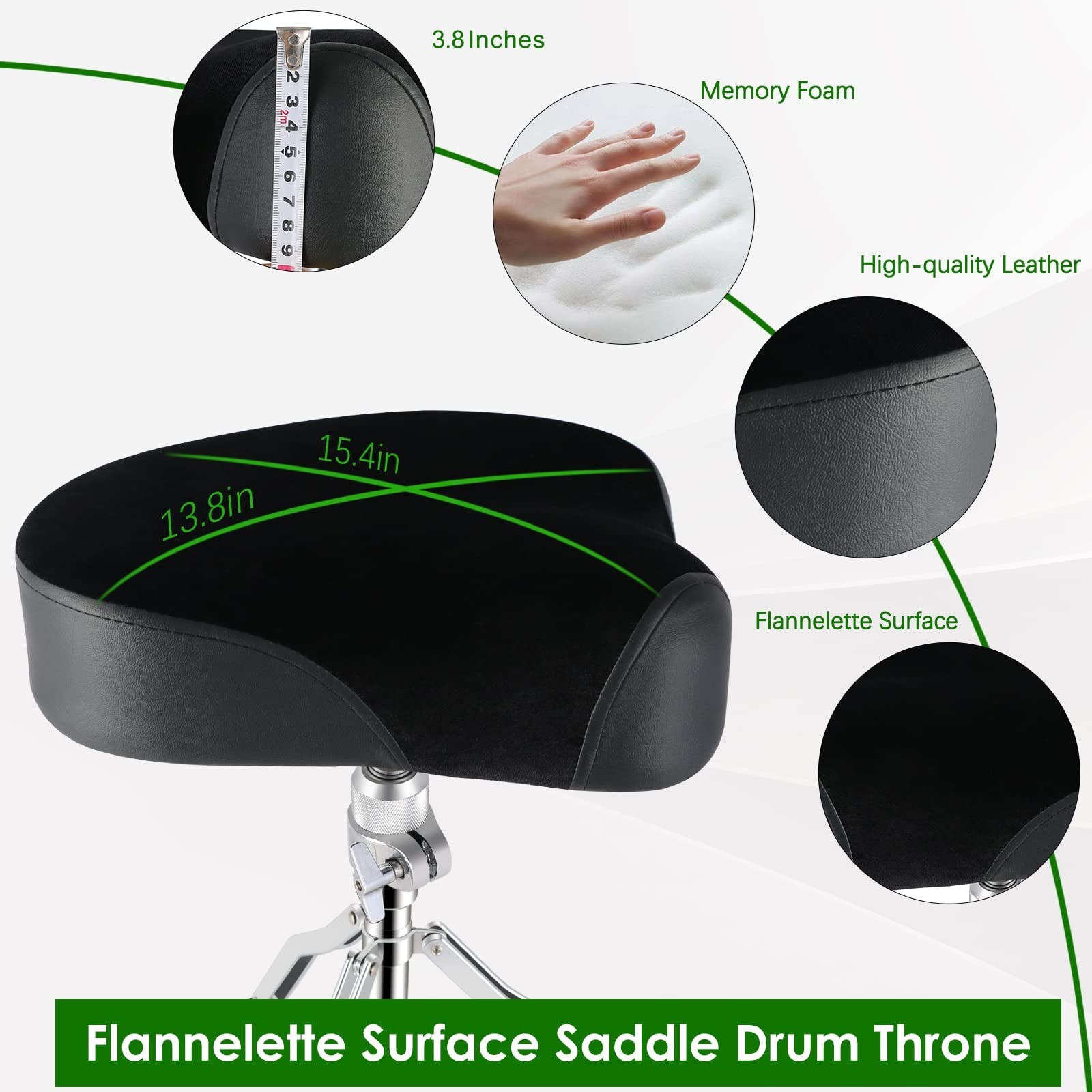 EASTROCK Drum Throne Drum Seat Height Adjustable,Rotatable Padded Drum Stools...
