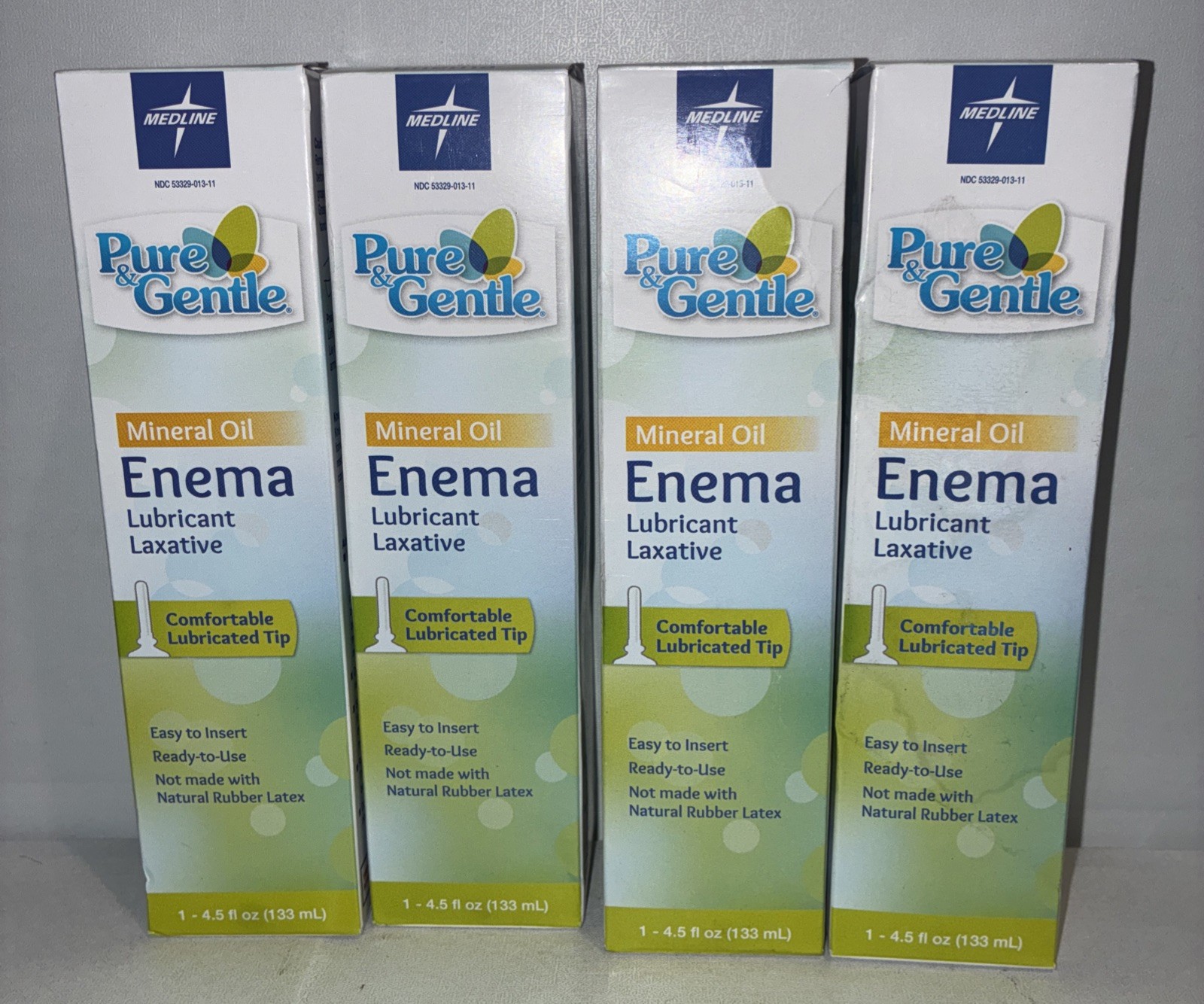 Lot Of 4- Pure And Gentle Disposable Mineral Oil Enema 4.5fl Oz Each