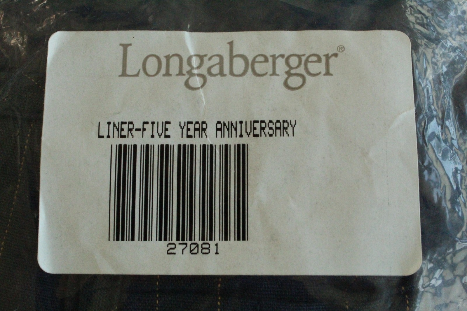 Longaberger 2002 CC Five Year Anniversary Basket Collectors Club Stripe Liner