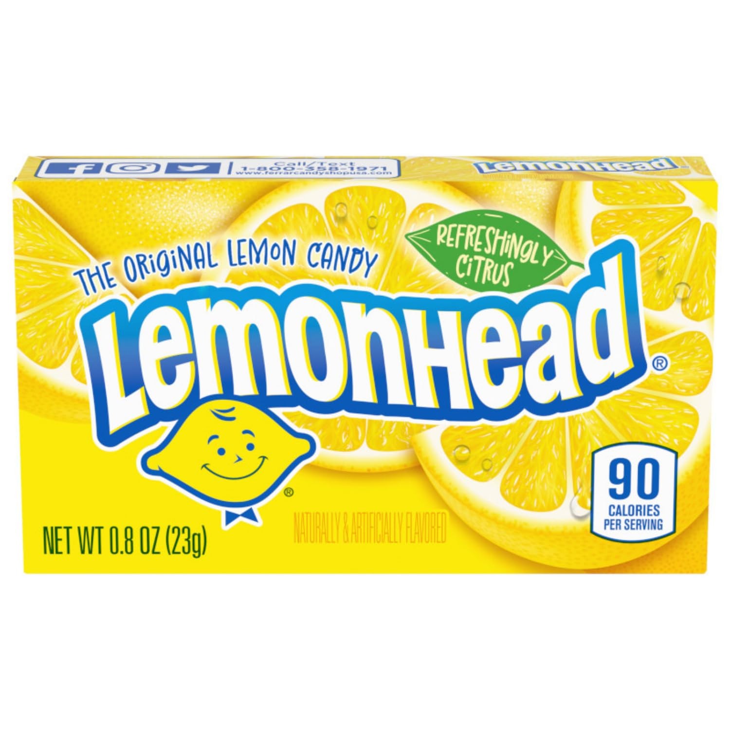Lemonhead Hard Lemon Candy, 0.8 Ounce Boxes (Pack of 24), Yellow