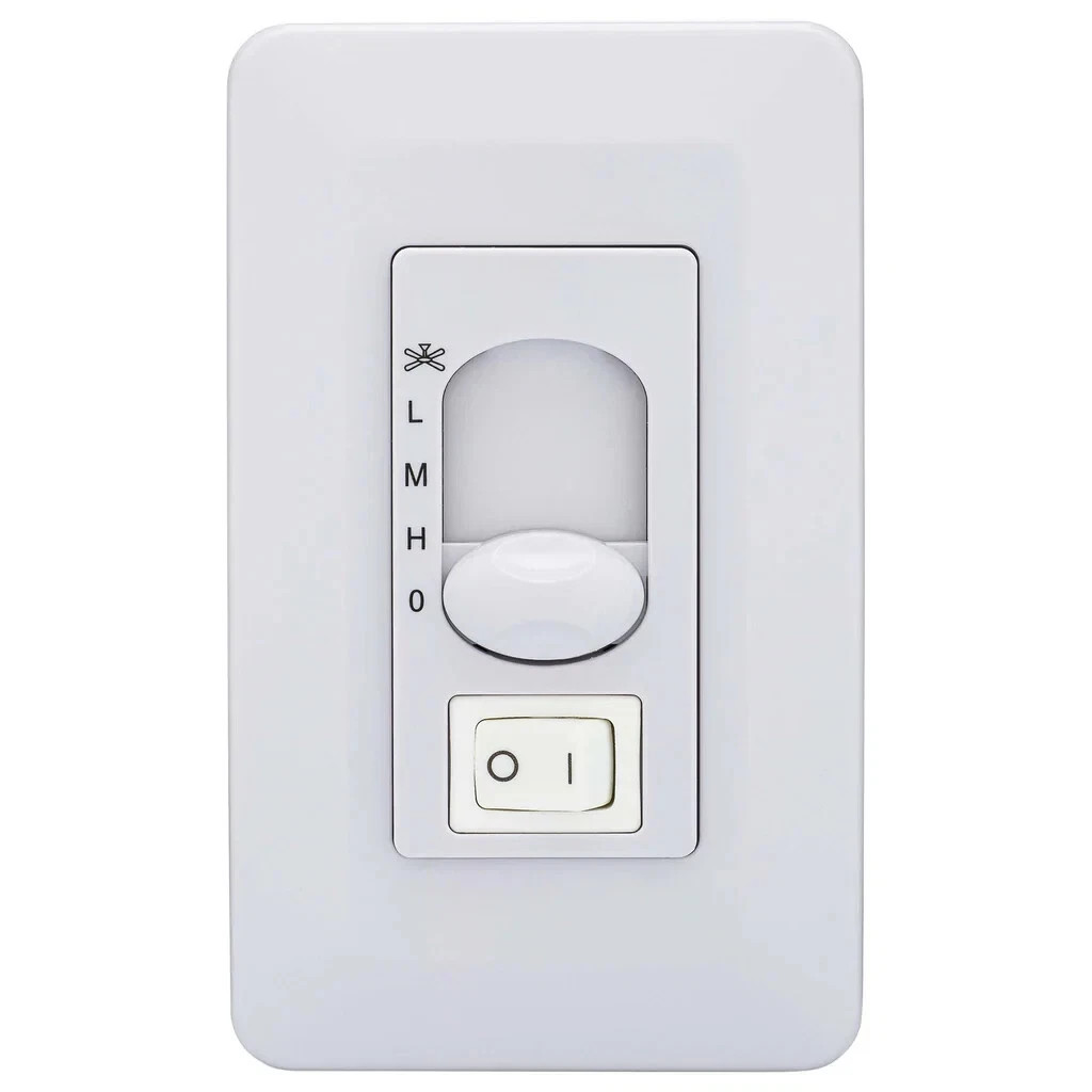 WASFL-08 WHITE 3-SPEED CEILING FAN SPEED & LIGHT SWTICH SLIDE WALL CONTROL UNIT