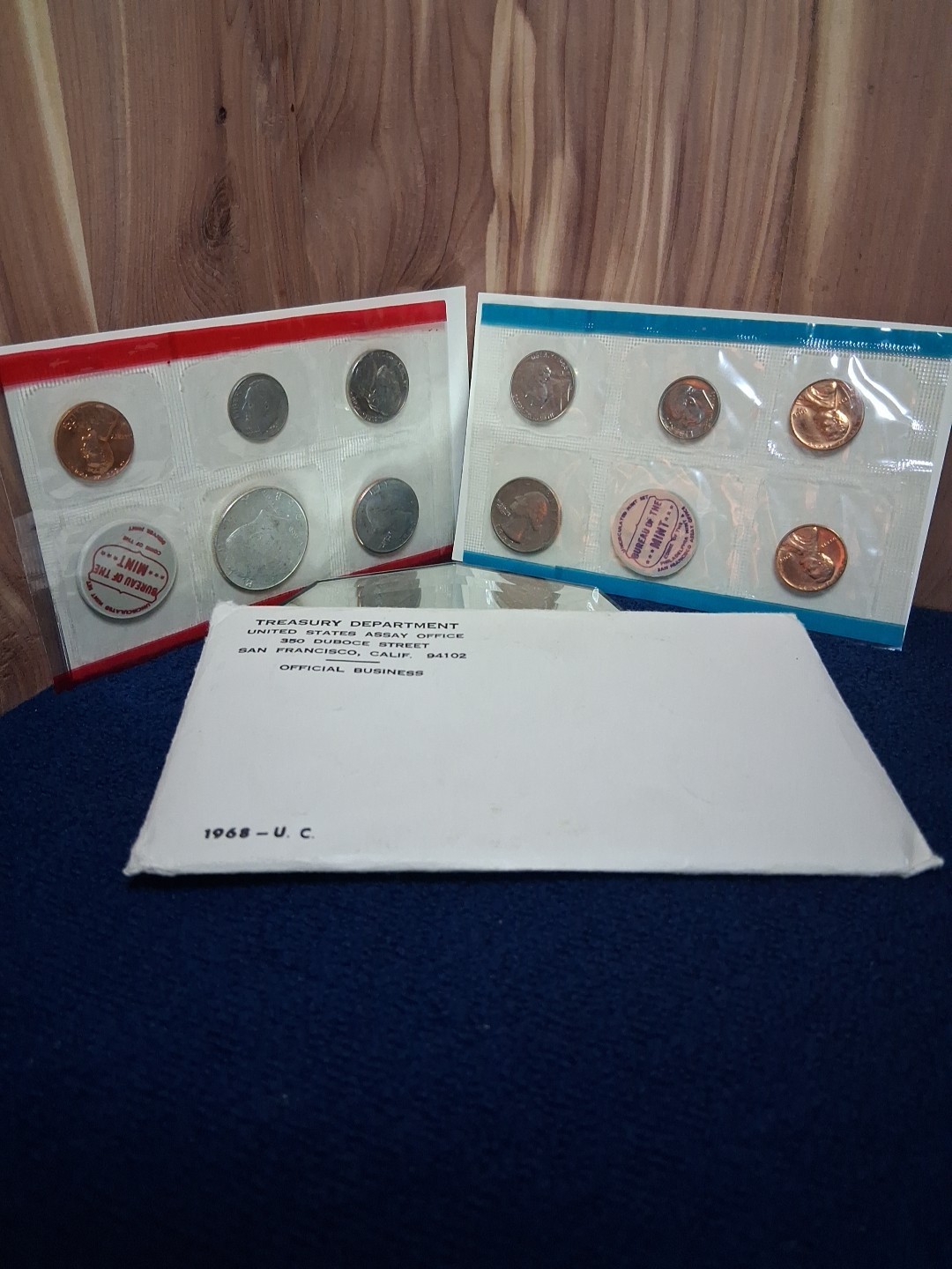 1968 Mint Set Original Envelope 10 Brilliant Uncirculated Coins 40% Silver Half
