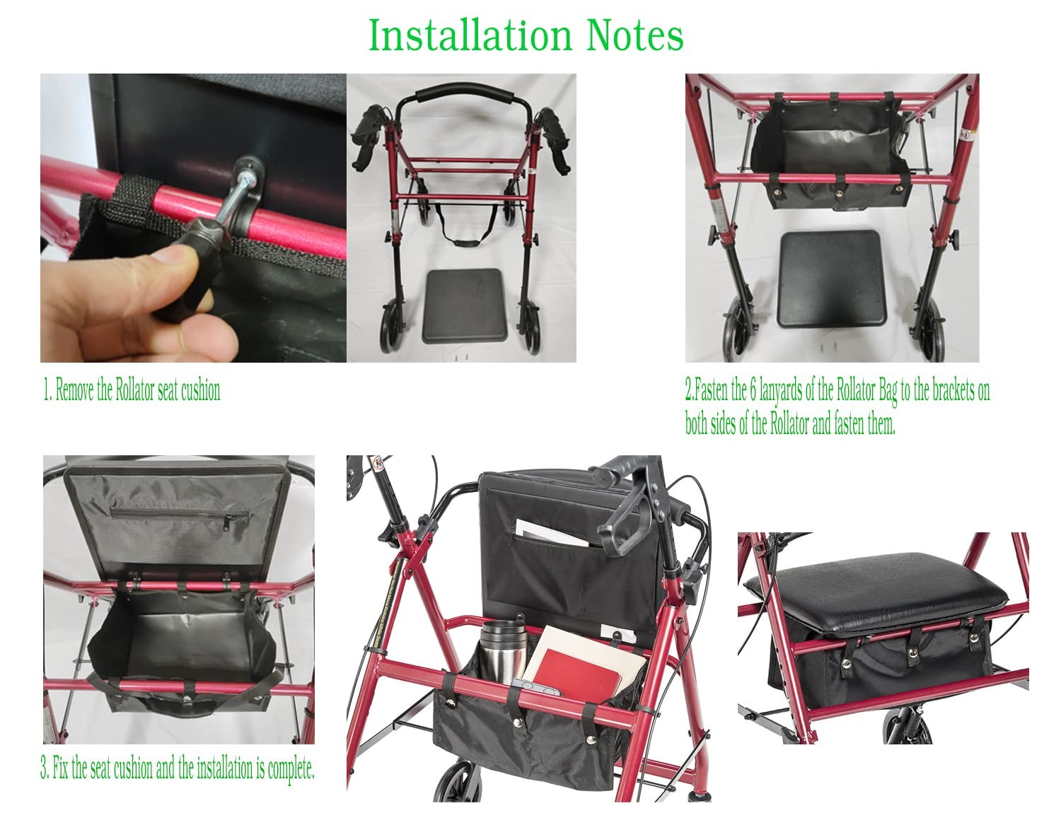 Under Seat Rollator Bag or Tote for Four Wheel Rollator, Rollator Walker Replace