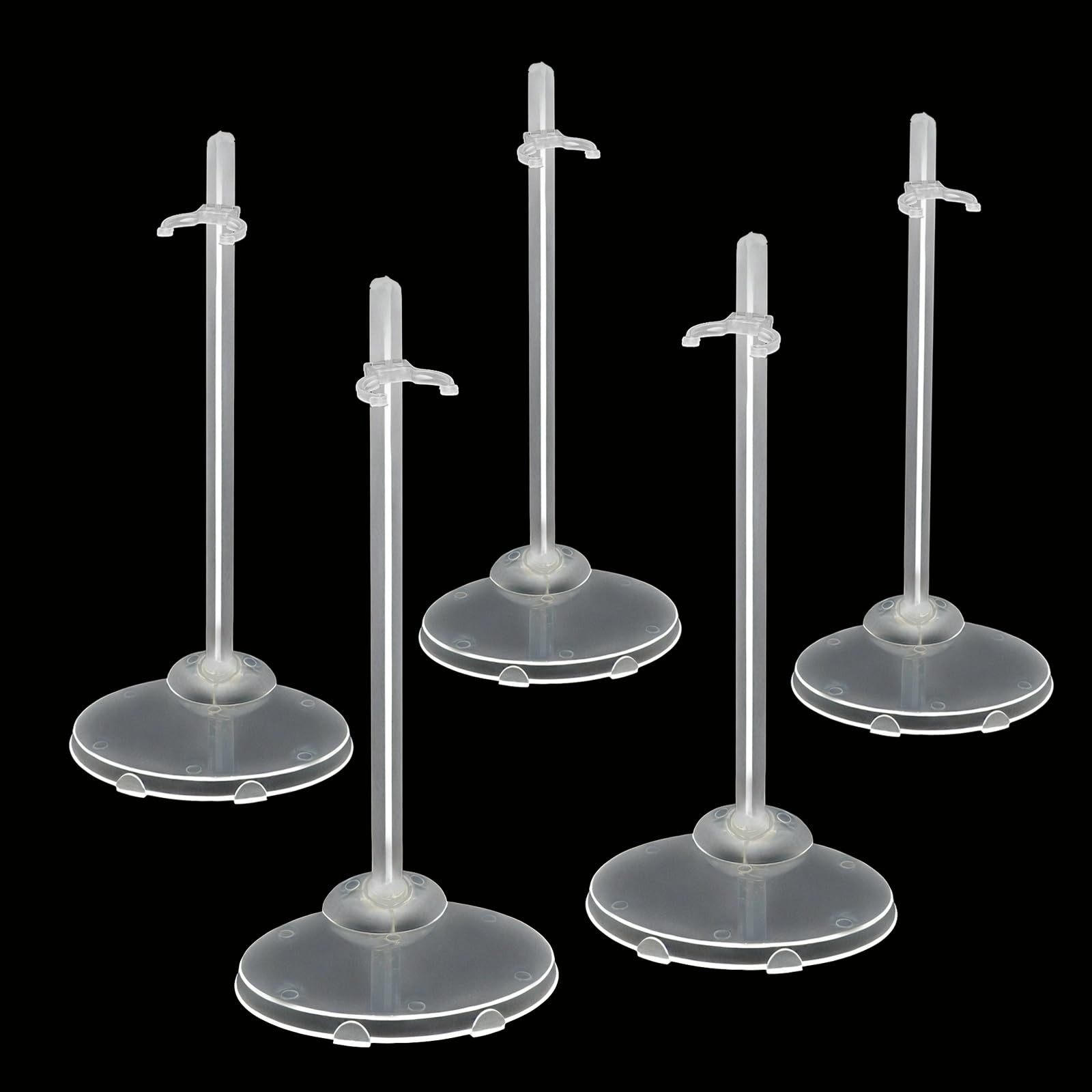 Zilphoba 12-Pack Adjustable Doll Stands for 8-12 Inch Dolls, Clear