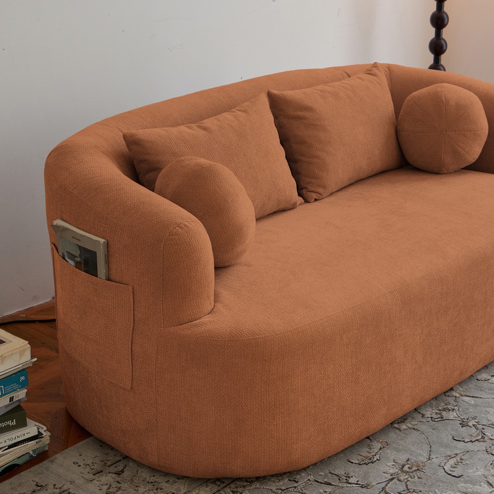 Memory Foam 2-Seater Sofa w/Chenille Fabric, No Assembly, Orange