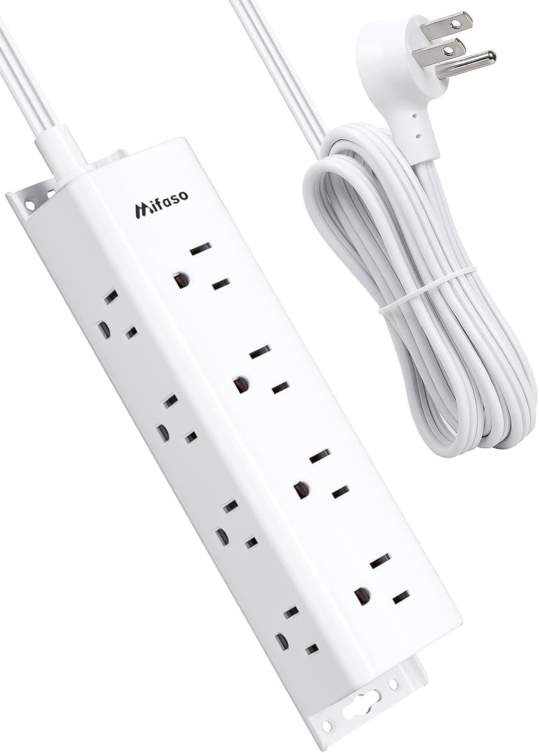 Compact 12-Outlet Surge Protector Power Strip with Flat Plug & Easy Wall Mount