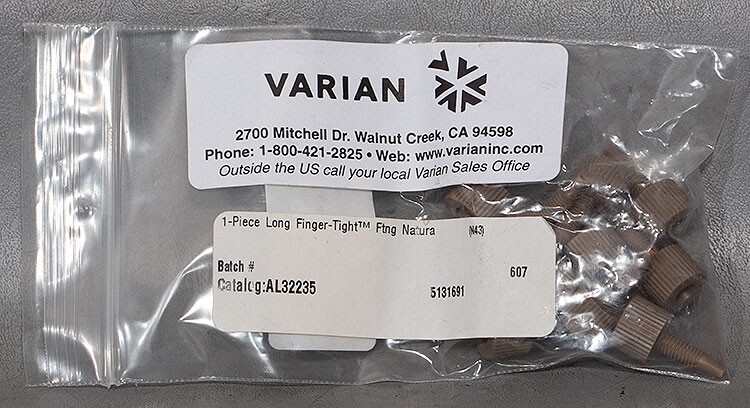 NEW Agilent/Varian PN: AL32235 Long Finger-Tight Fitting Qty. 10/Pk