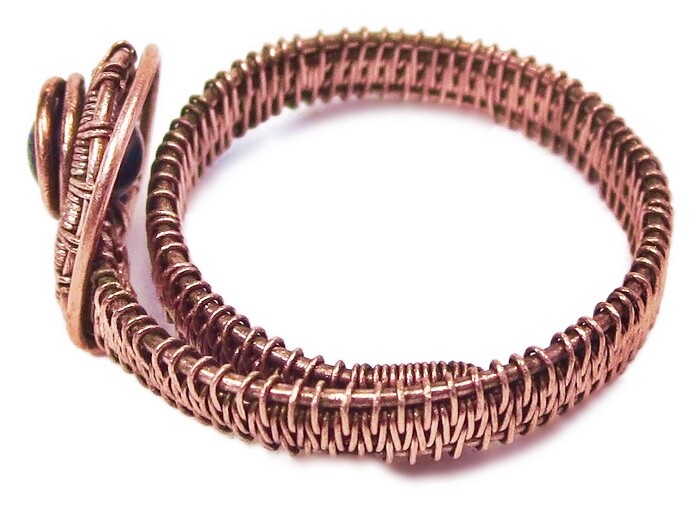 Moonstone Adjustable Ring, Woven in Copper Wire