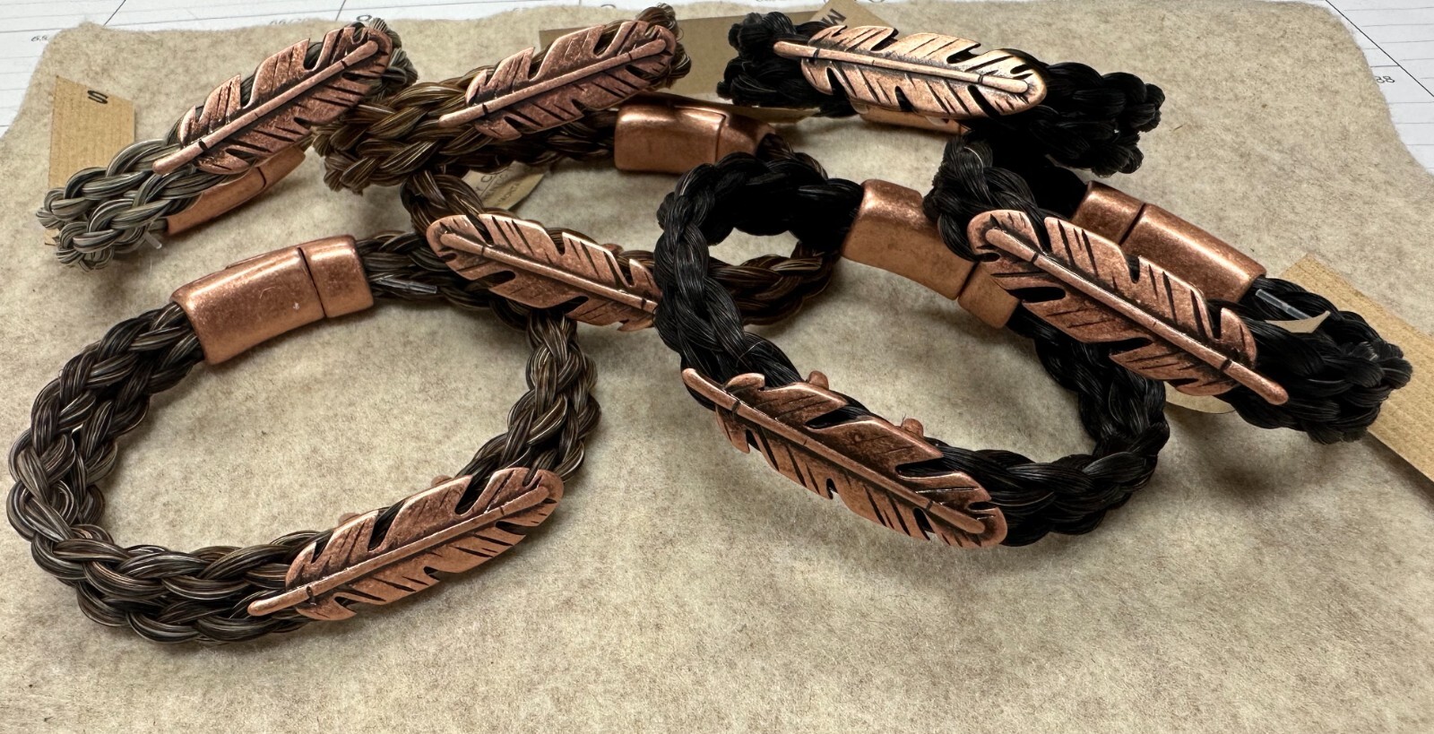 Horse Hair Braided Cuff Bracelet The Phoenix Copper Feather Cowboy Collectibles