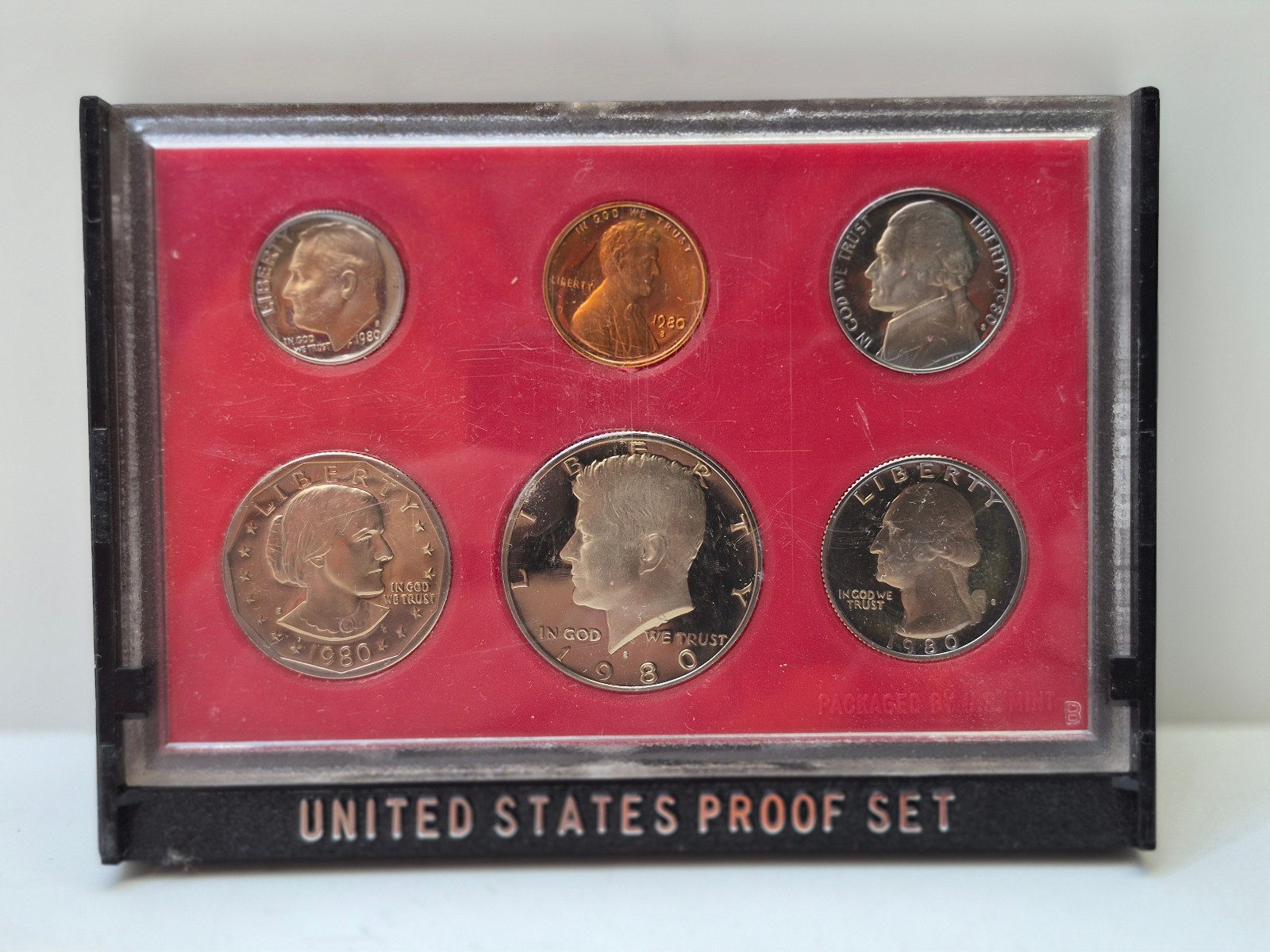 1980-S PROOF SET PENNY NICKEL DIME QUARTER HALF DOLLAR SUSAN B ANTHONY DOLLAR