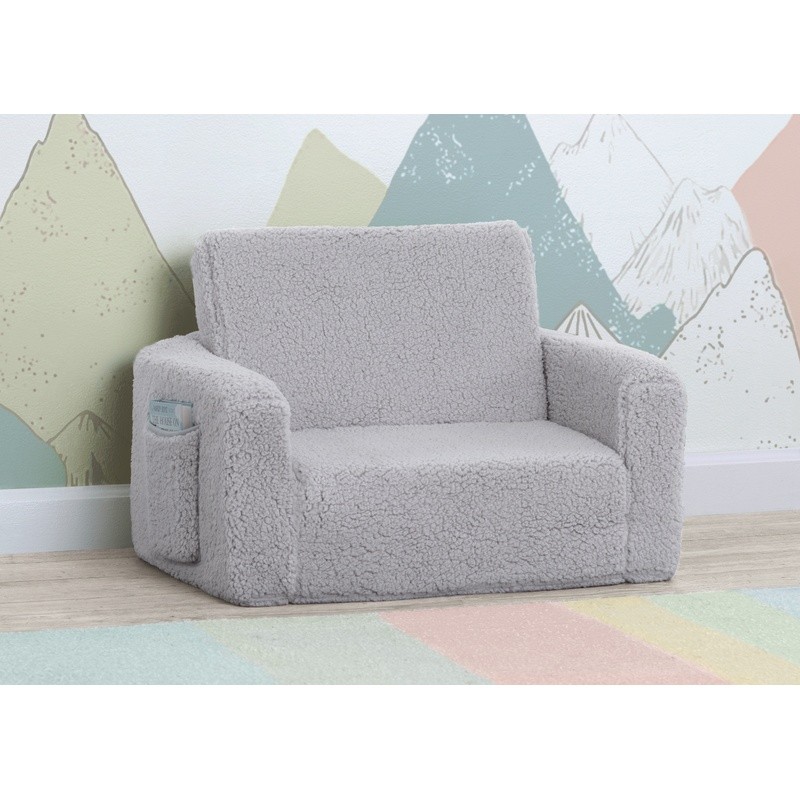 Convertible Kids Chair Lounger Sherpa Foam Sleeper 2-in-1 Toddler Furniture New