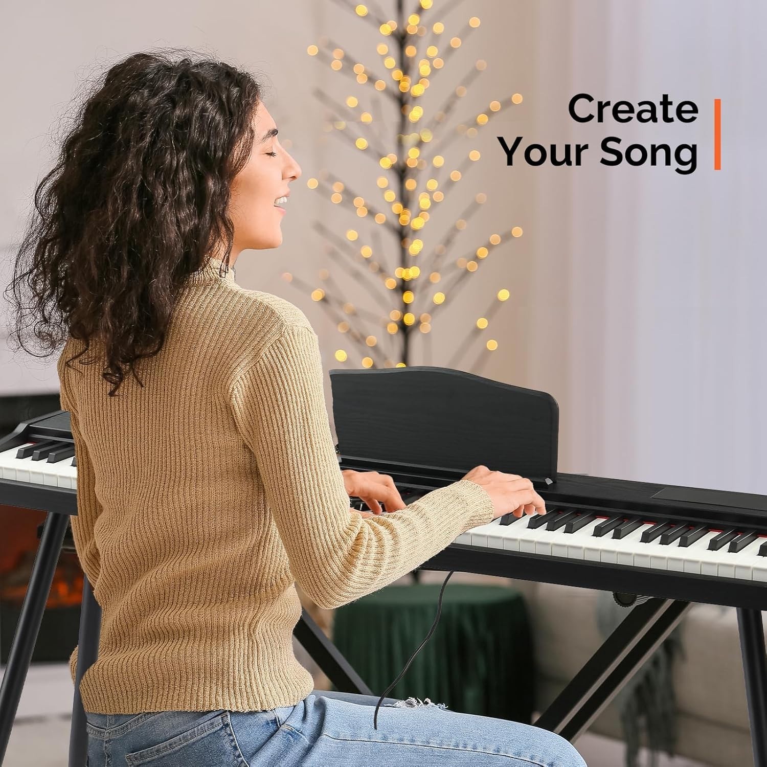 Digital Piano Black 88-Key for Beginners