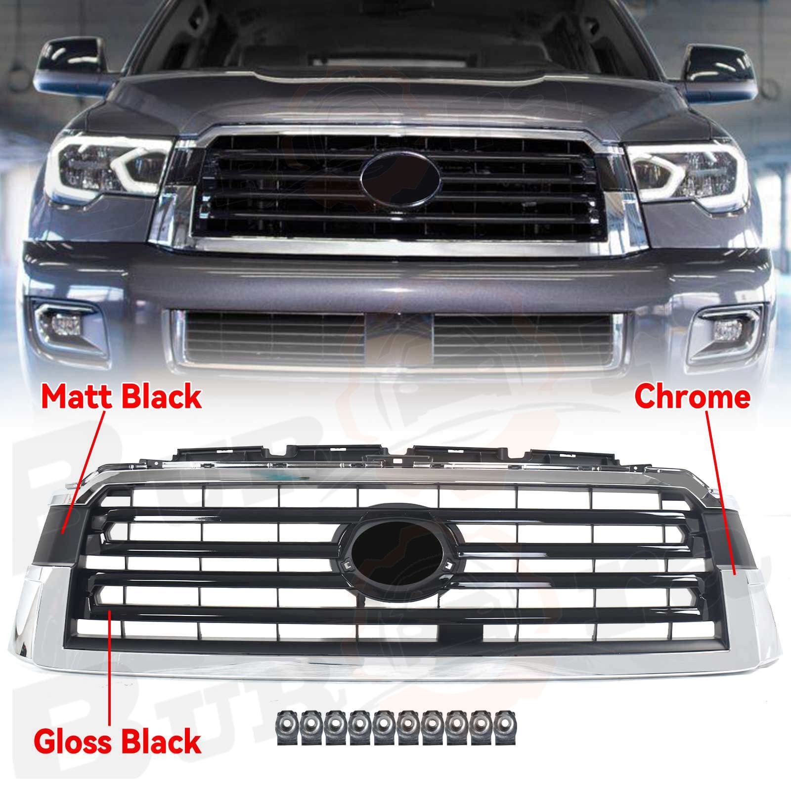 For 2018-2022 Toyota Sequoia Platinum TRD Sport Chrome+Black Front Bumper Grille