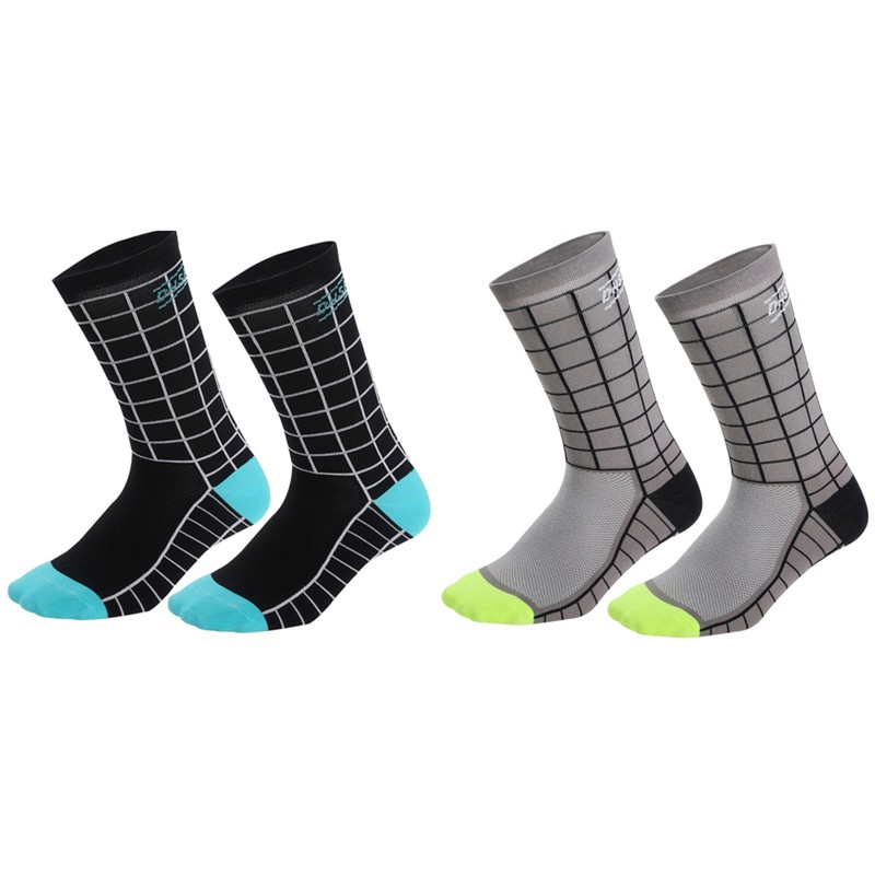 2Pairs Cycling Socks Riding Bicycle Bike Sports Ankle Socks XC MTB Grey Black