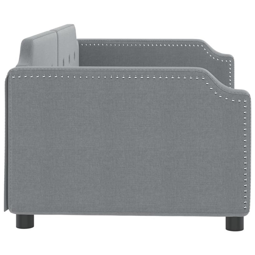 Pemberly Row Contemporary Solid Wood Twin Day Bed in Light Grey Fabric