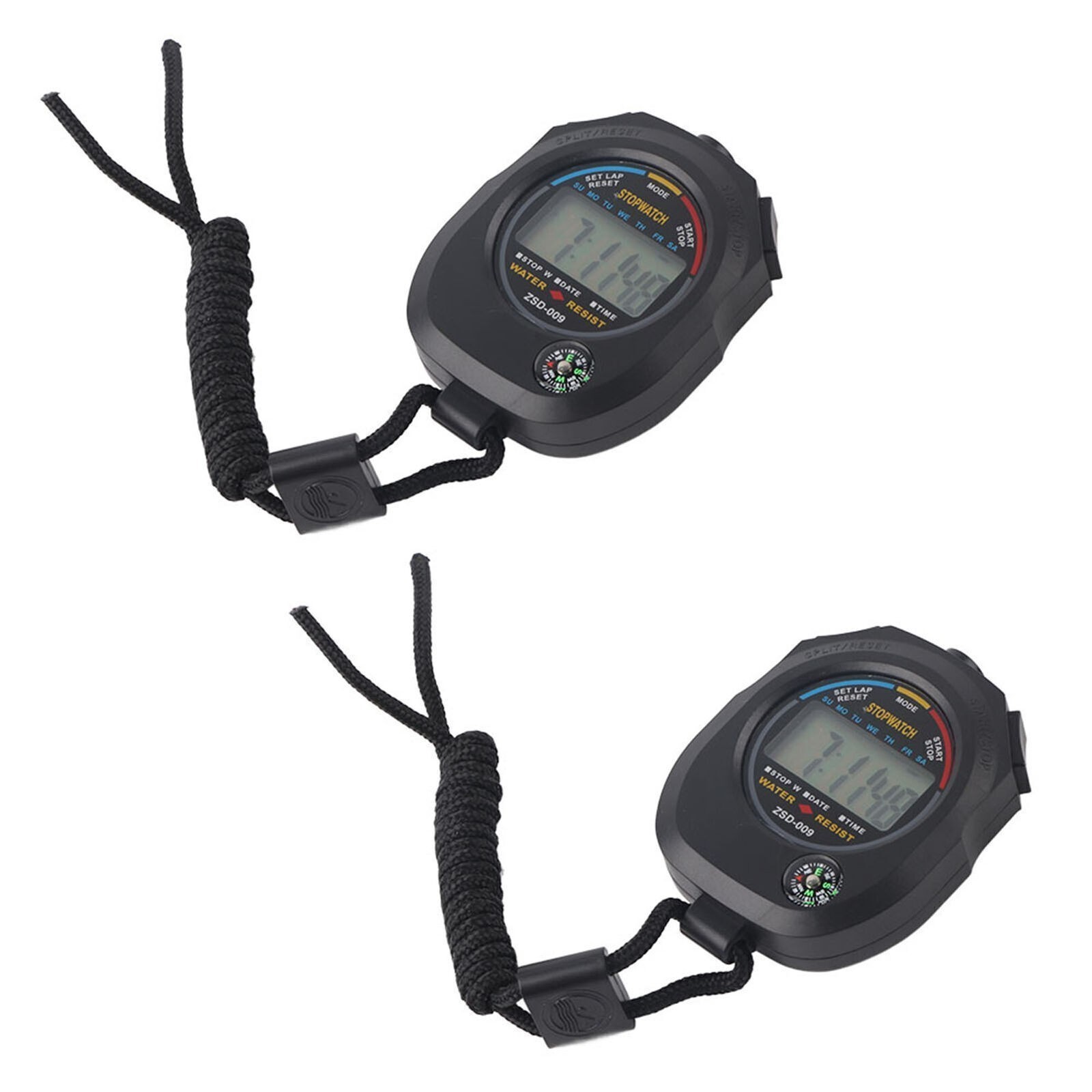 2 PCS Multifunctional Handheld Digital LCD Stopwatch Timer for Sports/Running