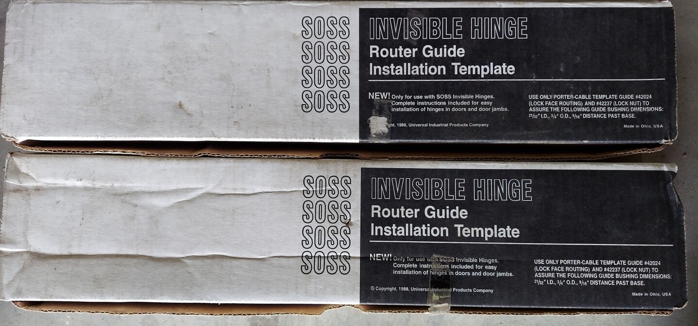 2 Vintage SOSS Invisible Hinge Router Guide Template no. 220