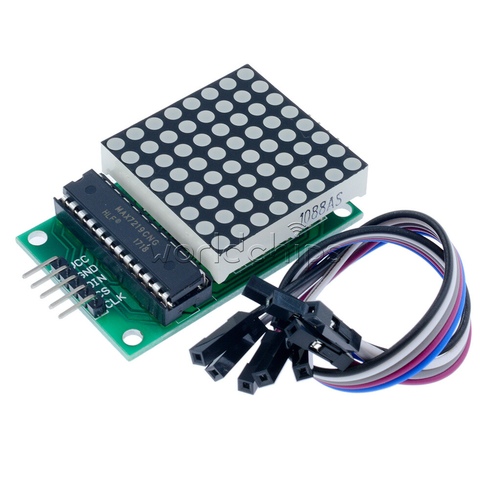 2PCS MAX7219 Red LED Dot Matrix Module Drive 8x8 Common Cathode Lattice + Cable