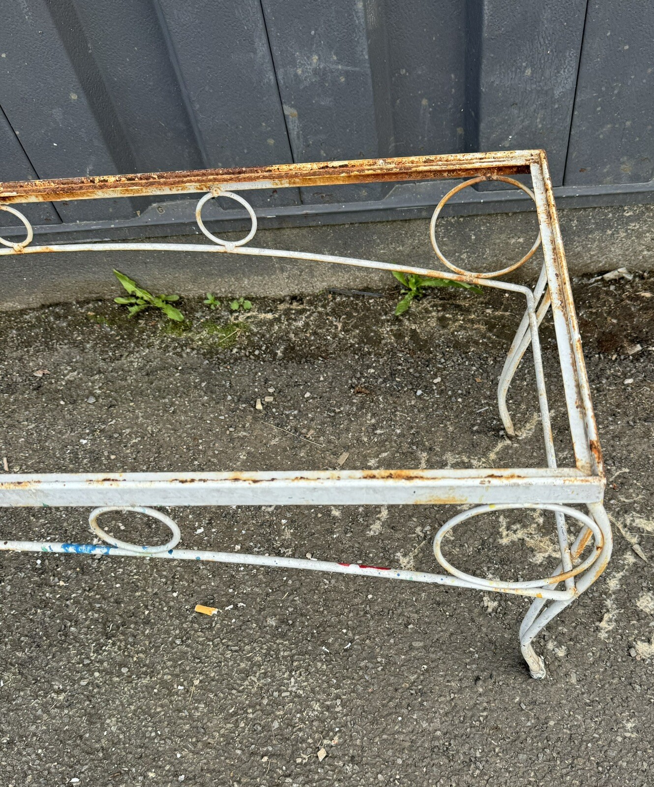 Vintage Wrought Iron White Outdoor Coffee Table