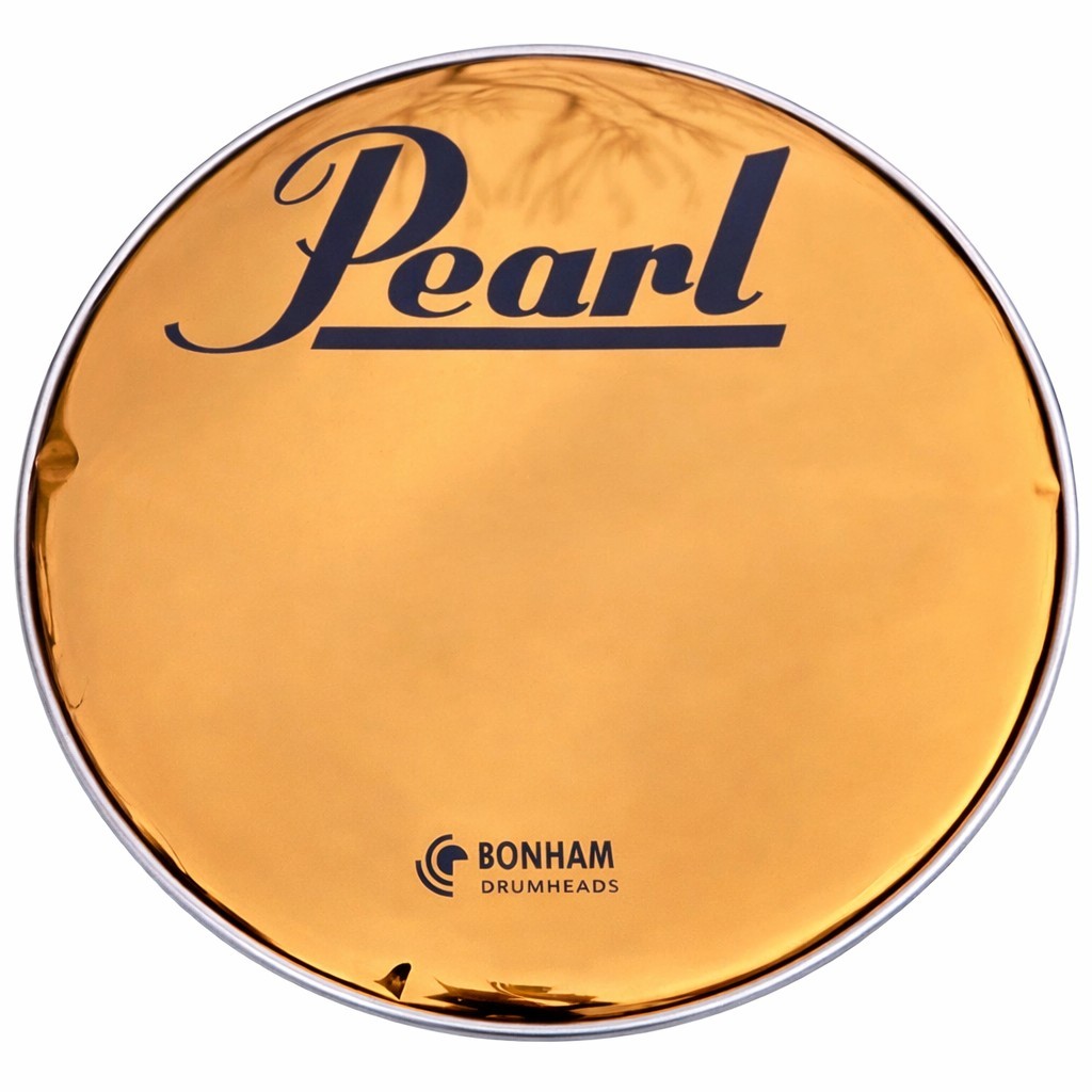22" GOLD Mirror Bass Drum Head with Pearl Style Logo – Resonant Kick Head New
