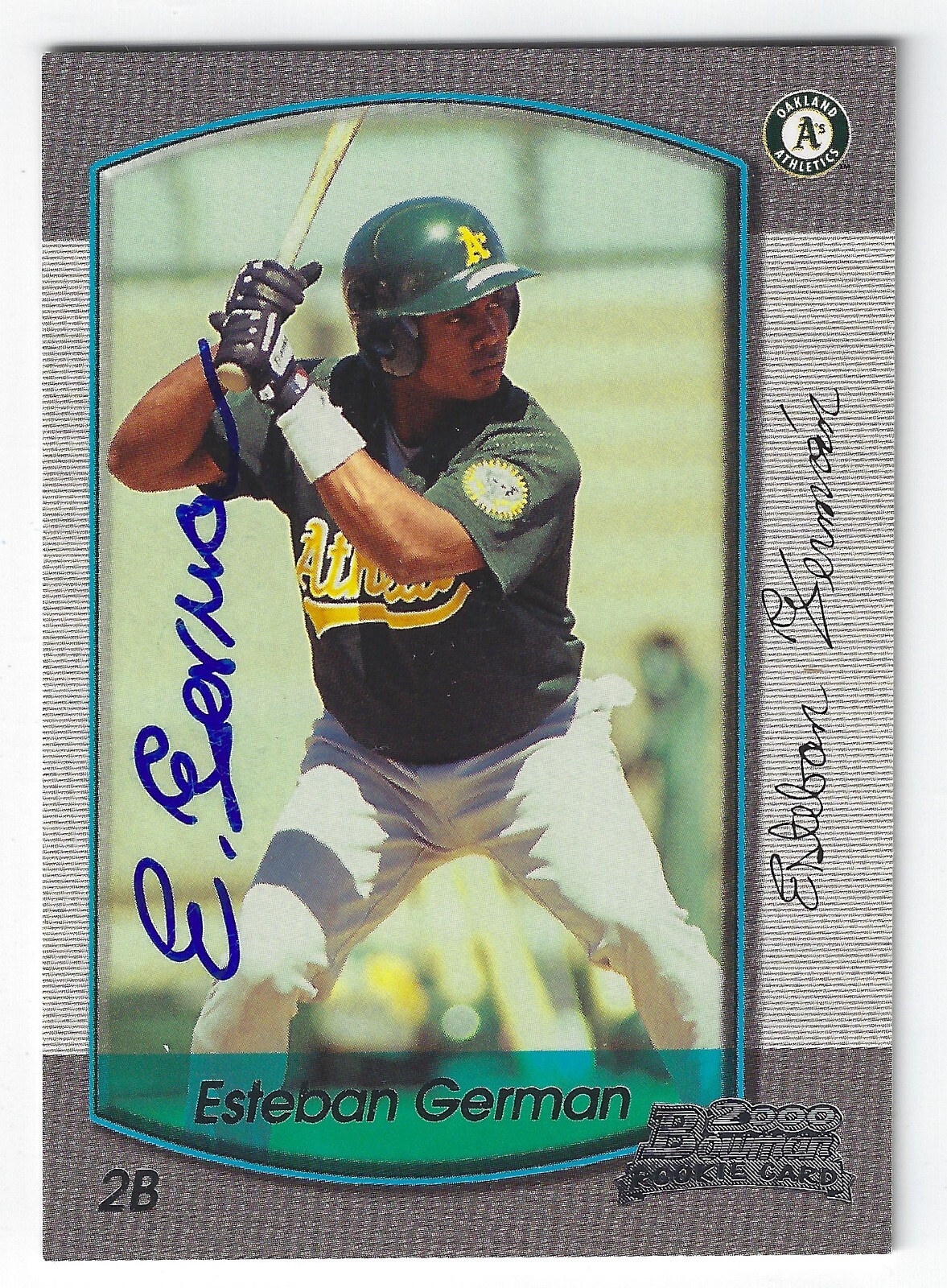 ESTEBAN GERMAN OAKLAND A'S SIGNED ROOKIE CARD KANSAS CITY ROYALS TEXAS RANGERS