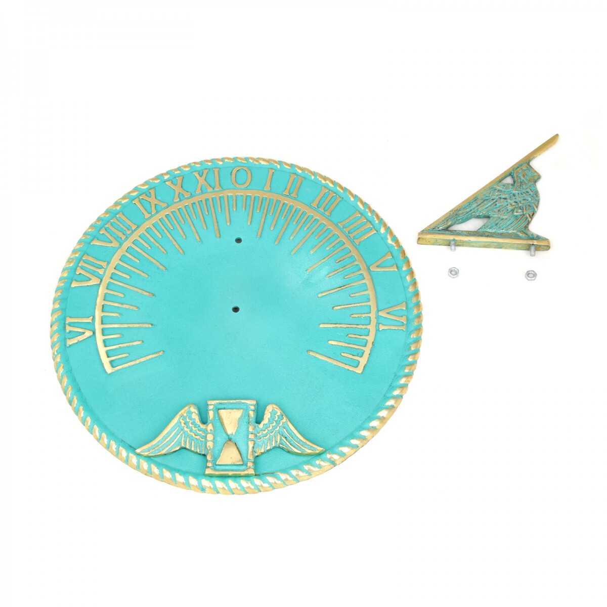 Sundial Verdigris Solid Brass Garden Clock 10'' Diameter Renovators Supply