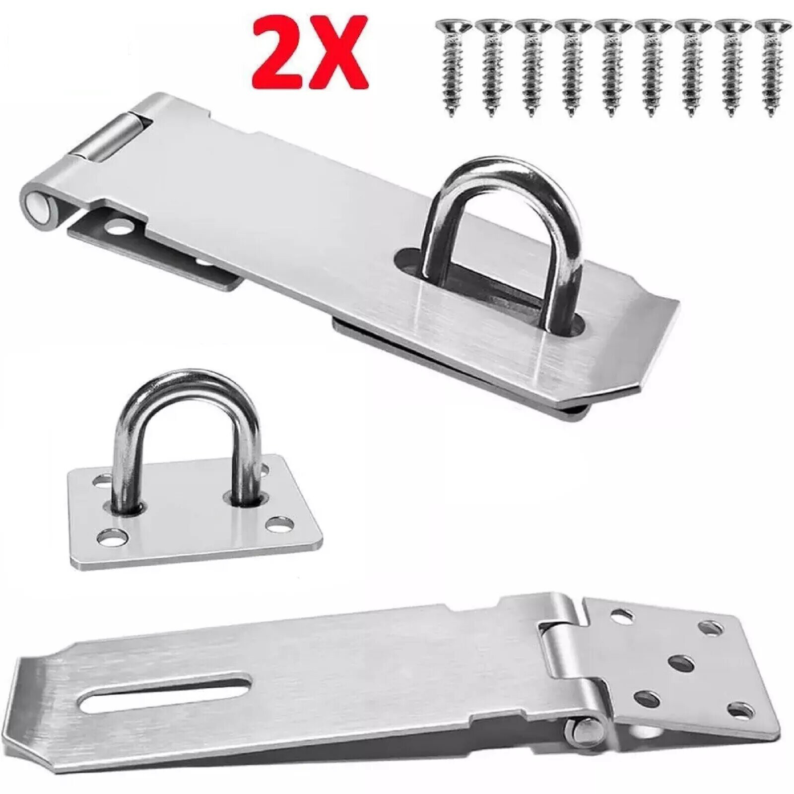 2Pcs 4 inch Stainless Steel Safety Padlock Clasp Hasp Lock Latch Door Lock