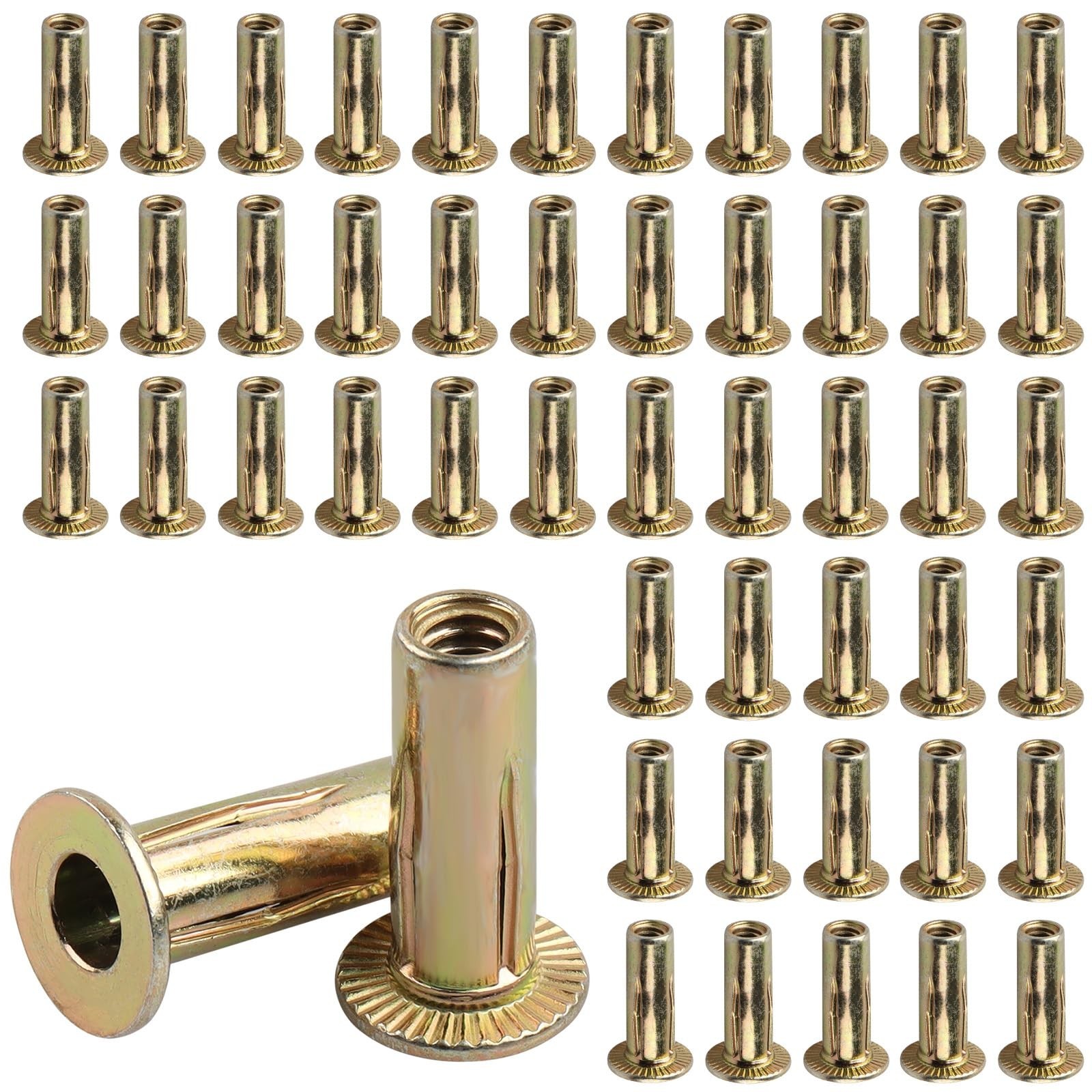 50 Pcs Multi Grip Rivet Nut Kit, m6 Rivet Nuts Carbon Steel Pre-Bulbed Shank ...