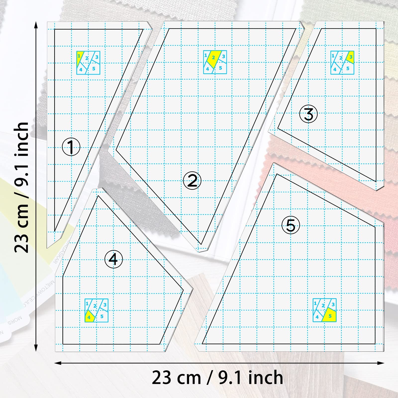 Quilting Template Set Acrylic Cutting Templates for Sewing Machine