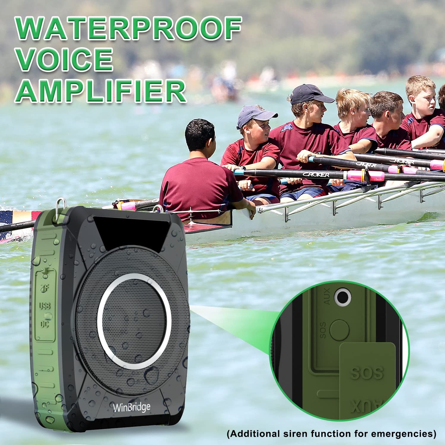 Bluetooth 5.0 Voice Amplifier with Wireless Mic Headset Waterproof Personal