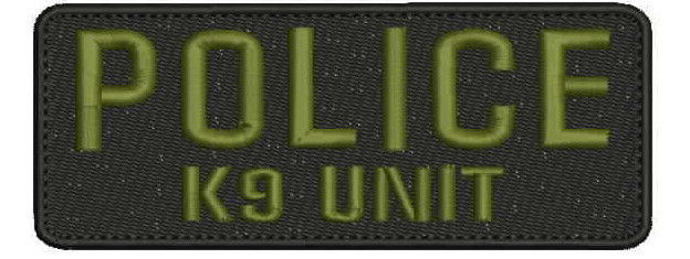 police k9 unit embroidery patches 2x5 hook on back od green letters