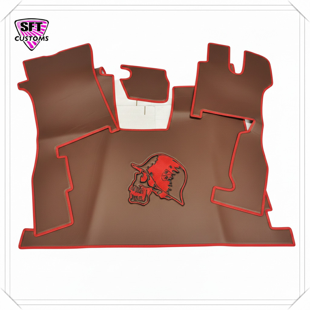 SCANIA R SERIES NEXT GEN SET OF FLOOR MATS DASH MAT SMOOTH  EMBROIDERY BROWN