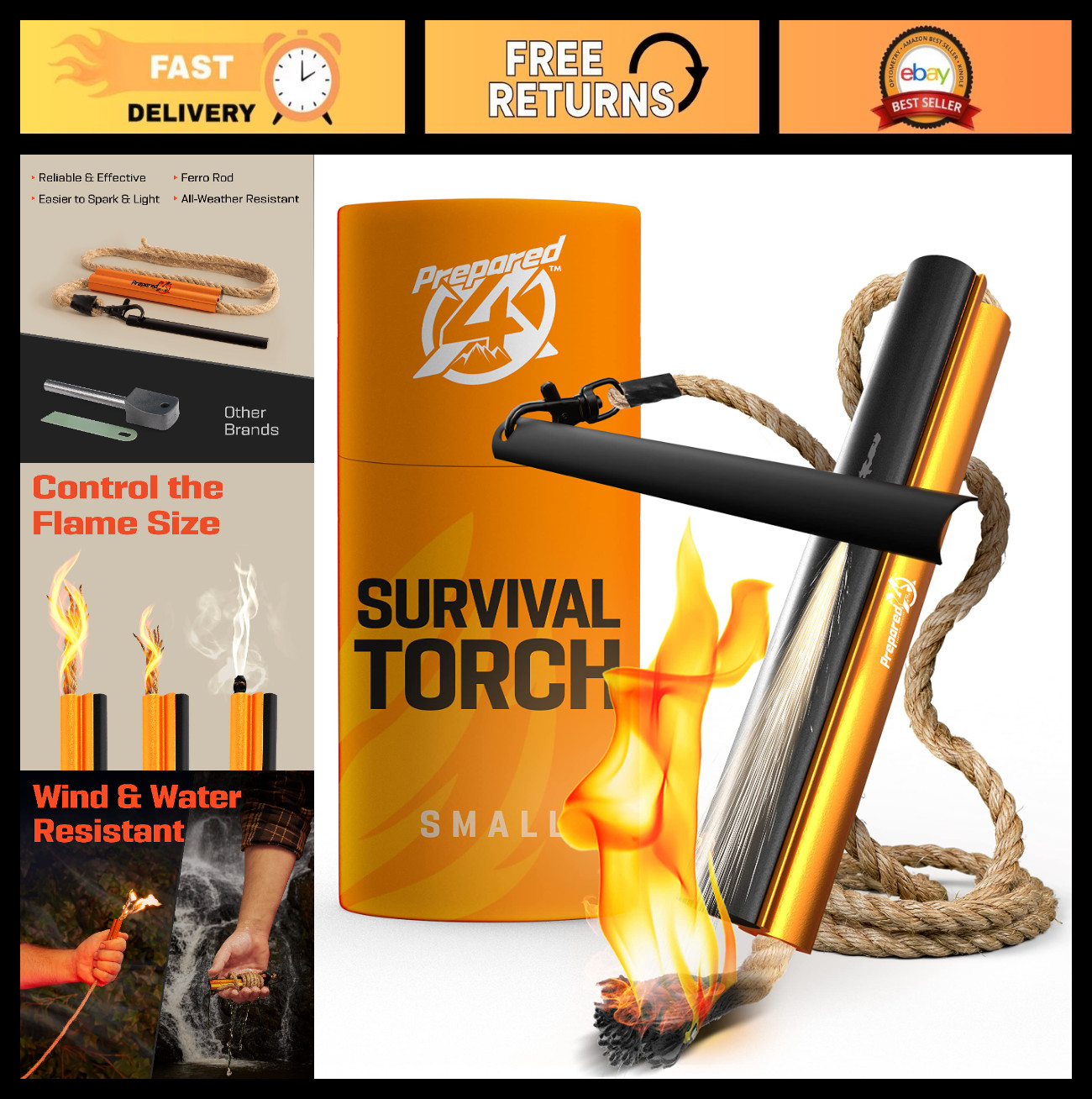 All-in-One Flint Steel Fire Starter Kit - Ferro Rod, Waterproof Tinder Wick Rope