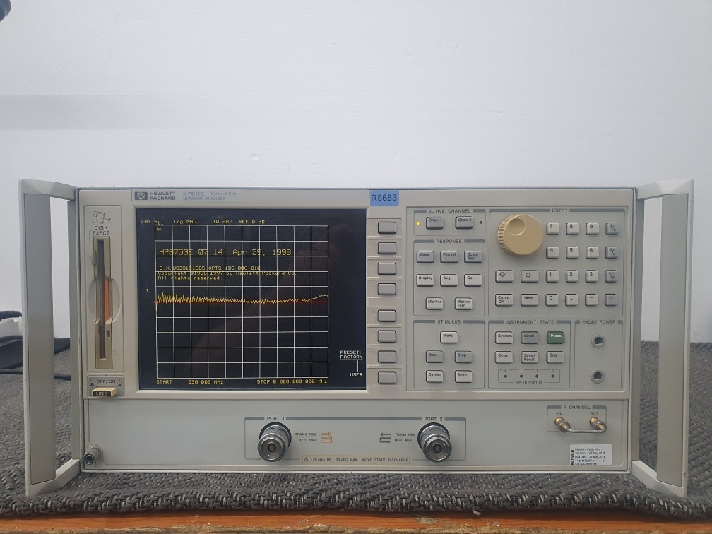 HP 8753E Network Analyzer, 30 kHz - 6 GHz, Opt 006/010/1D5