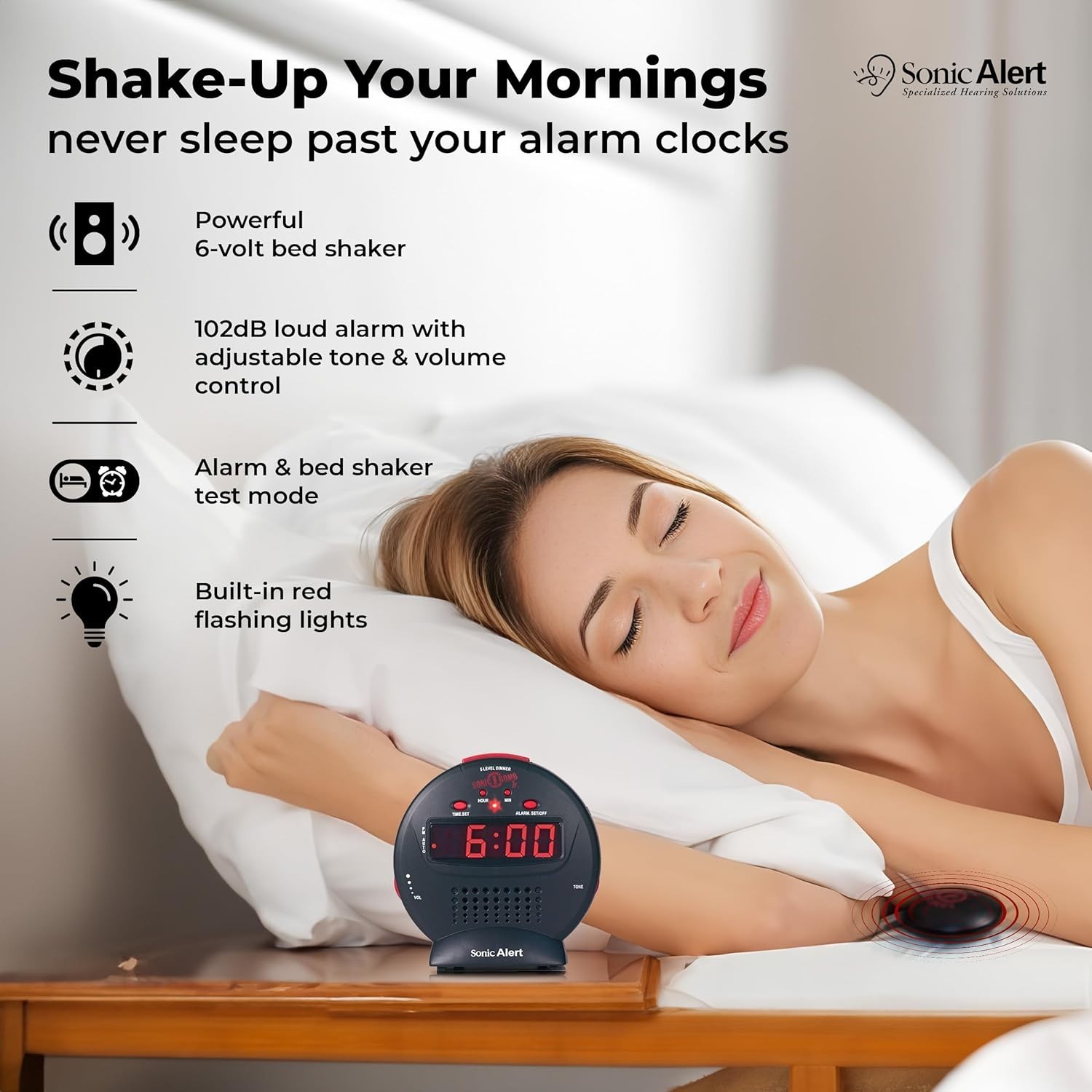 Compact Digital Alarm Clock with Snooze & Brightness Control - Stylish Black