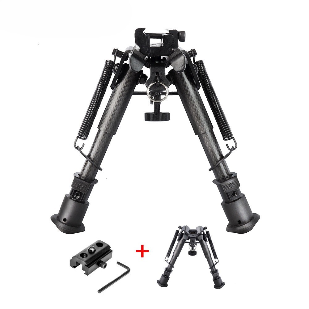 Harris Style Full Metal 6-9 Inch W/20mm Carbon Fiber Bipod with Rail Adapter