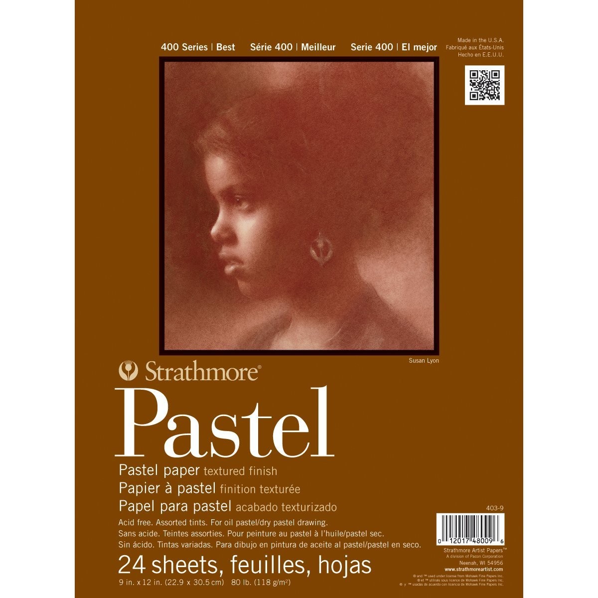 400 Series Tape Bound Pastel Pad, 80 lb. Textured Surface, 9 X 12 inches, Ass...