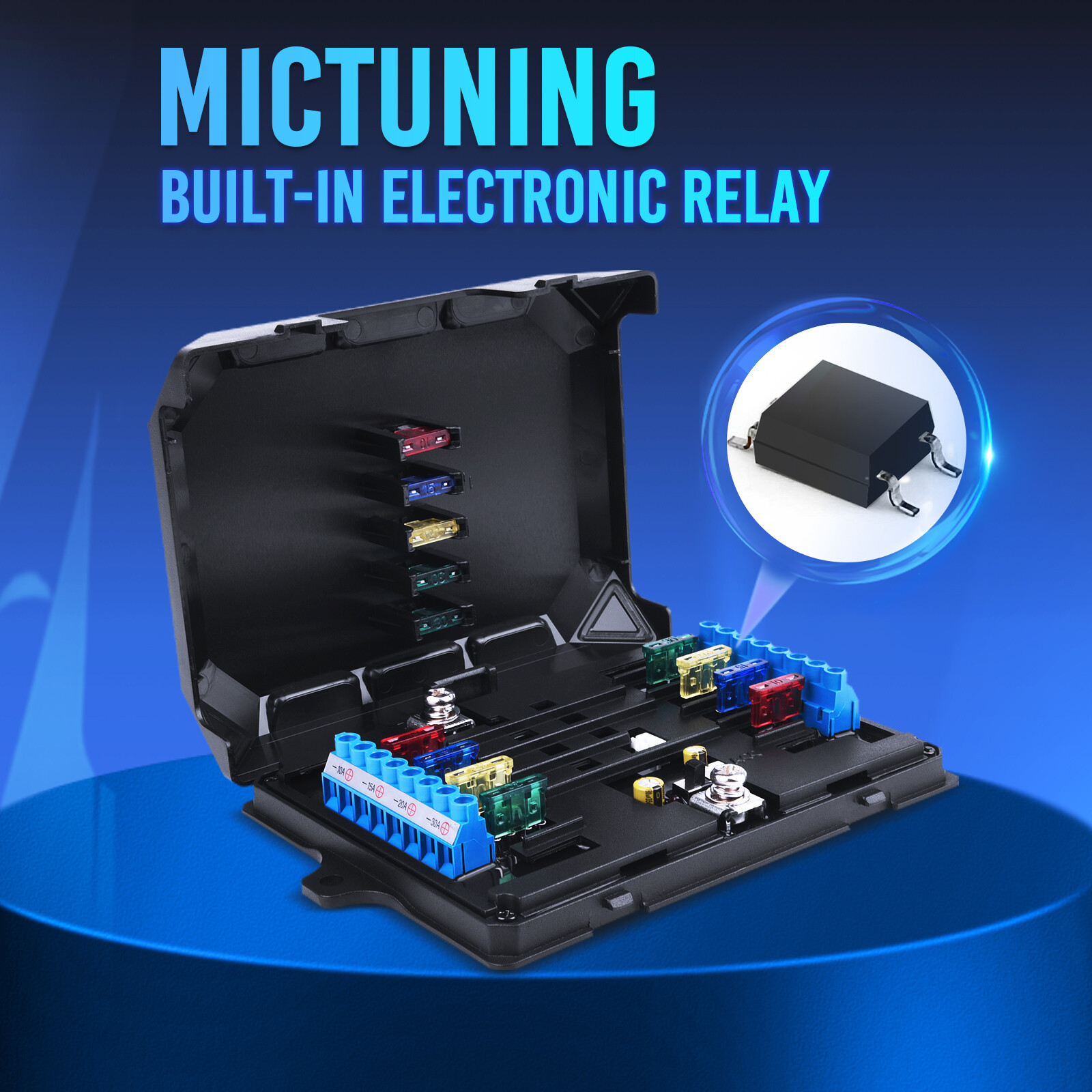 MICTUNING 8 Gang Switch Panel LED Circuit Control Relay System Box Truck Marine