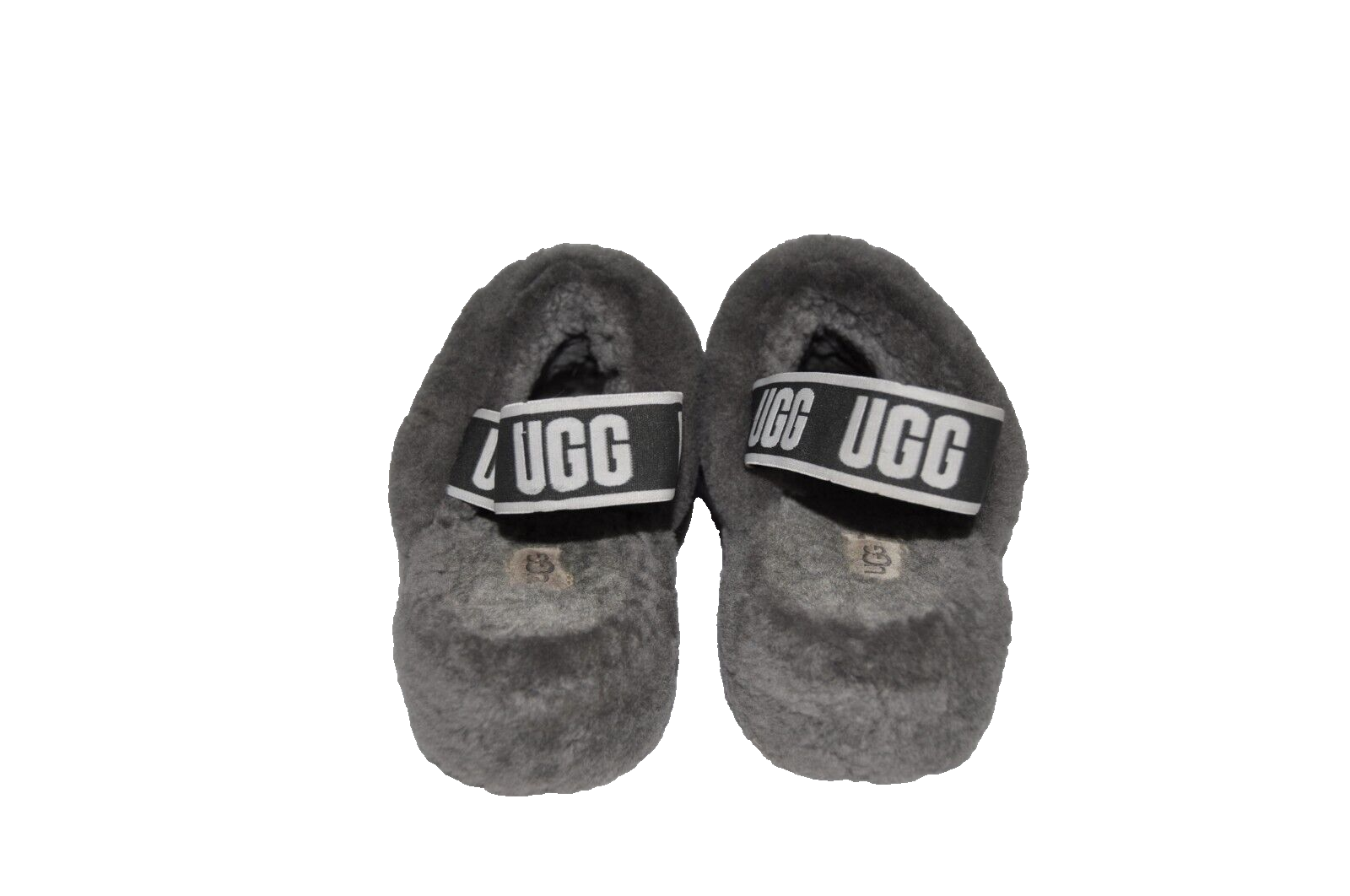 UGG Fluff Yeah Women's 1095119 Gray Fur Lined Slip-On Back Strap Slippers SZ 8