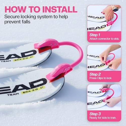 Wedgease Ski Tip Connector - Learn to Ski - Teaches Speed Control, Making PINK