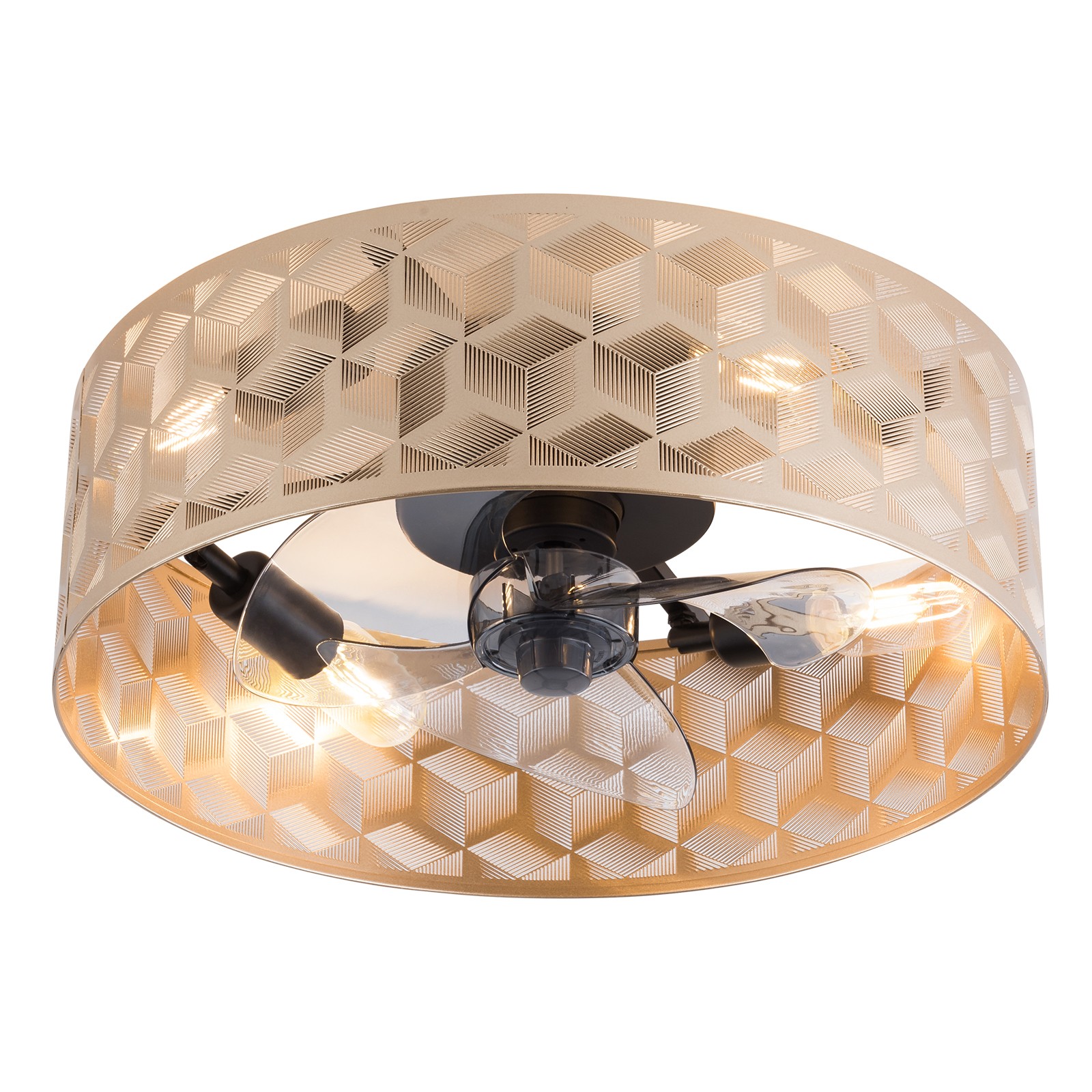 Modern Round Low Profile Ceiling Fan Light with Remote Control ?C 18" Indoor