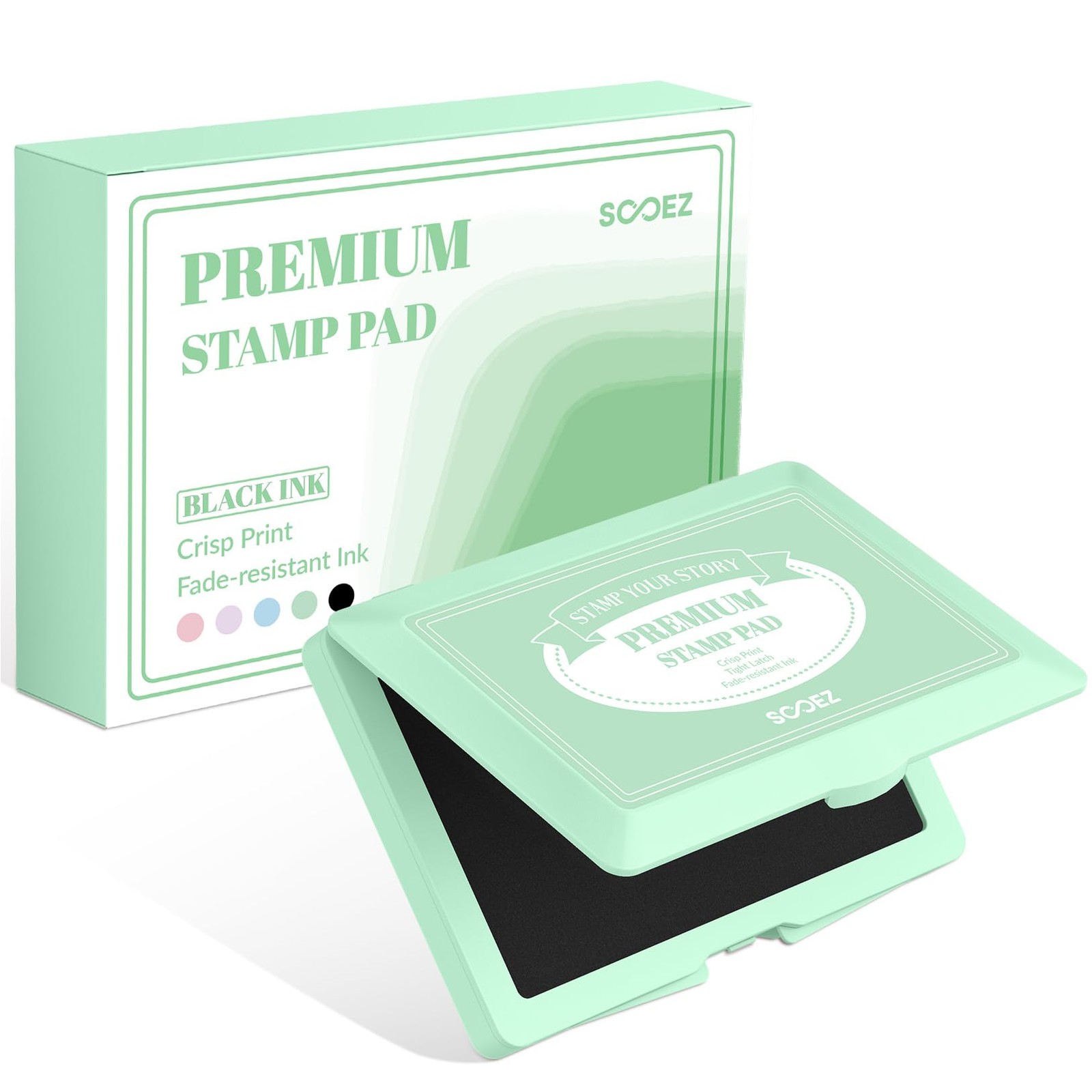 Black Ink Pad Snap Closure 4.33x2.76 Inch Felt Rubber Stamp Crafting Supply