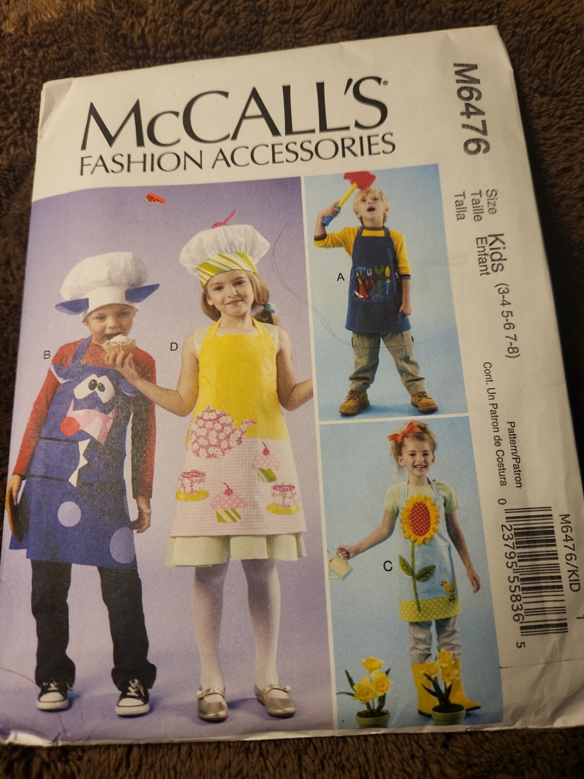 McCall's M6476 Fashion Accessories Aprons & Hats NEW Uncut Sizes 3 4 5 6 7 8