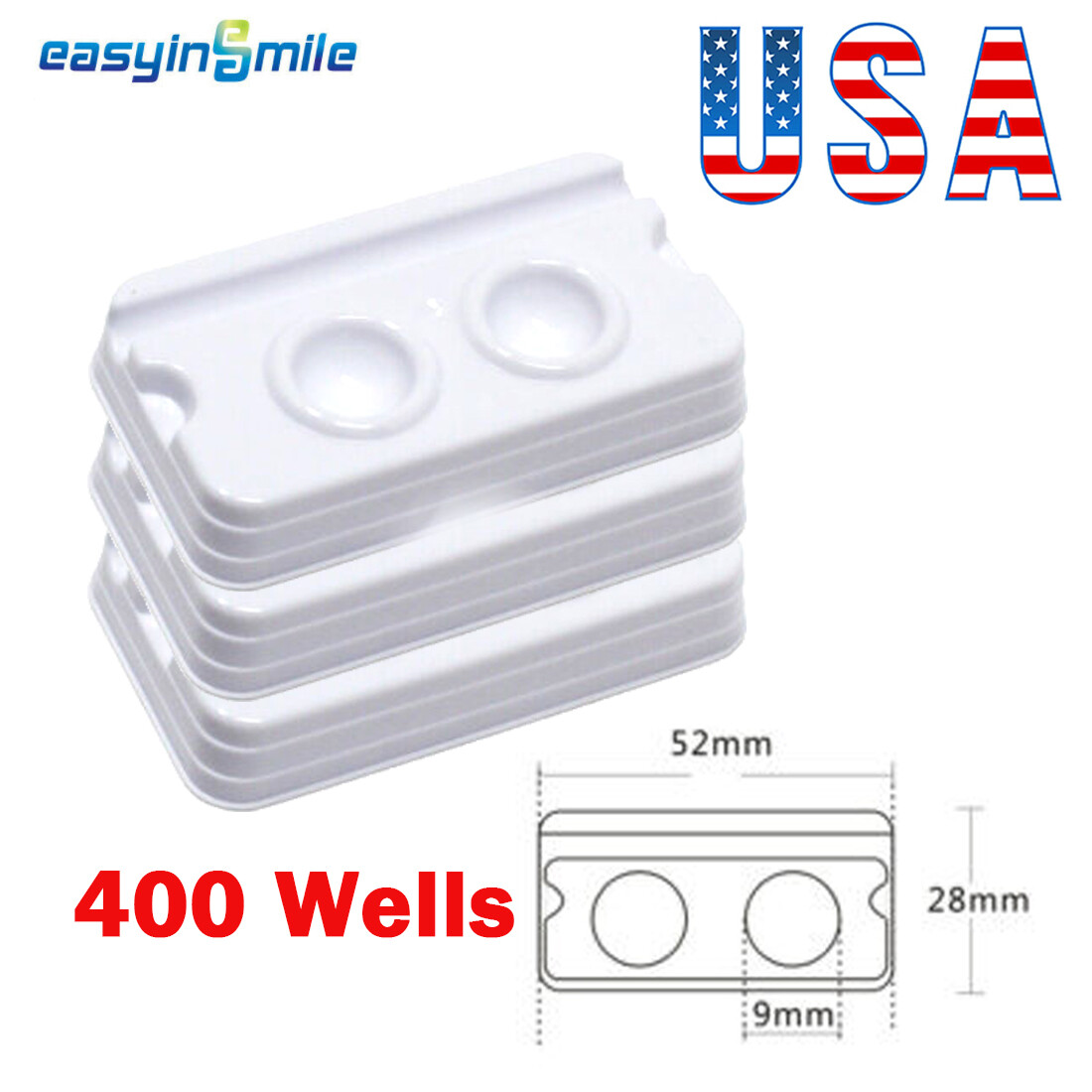 200Pcs Dental Bonding Composites Mixing Wells 52*28mm Disposable 2-Well Tray USA