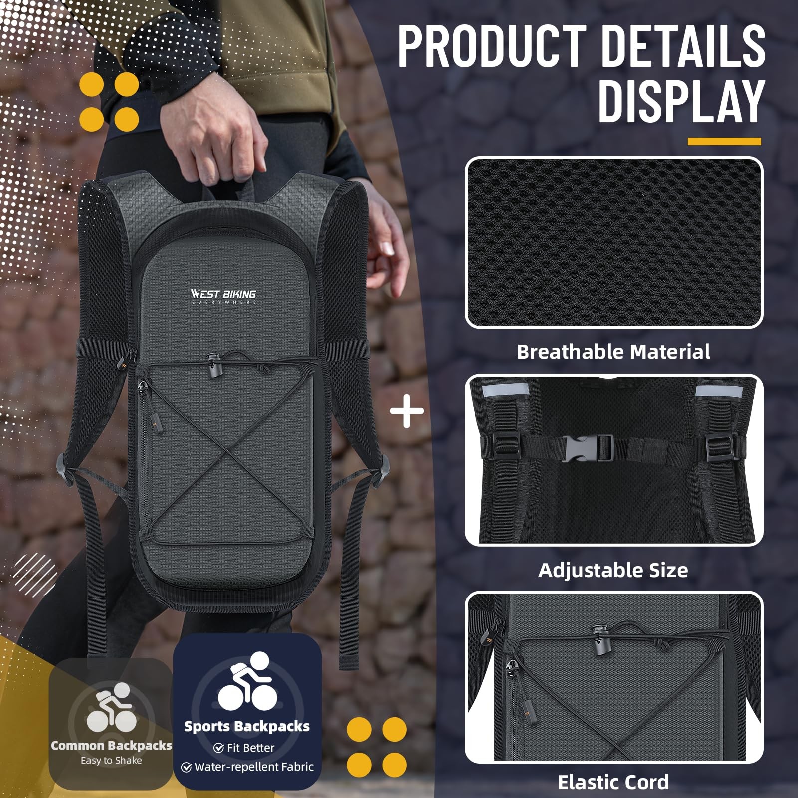 Lightweight Hydration Backpack with 2L Bladder for Hiking, Cycling, Camping