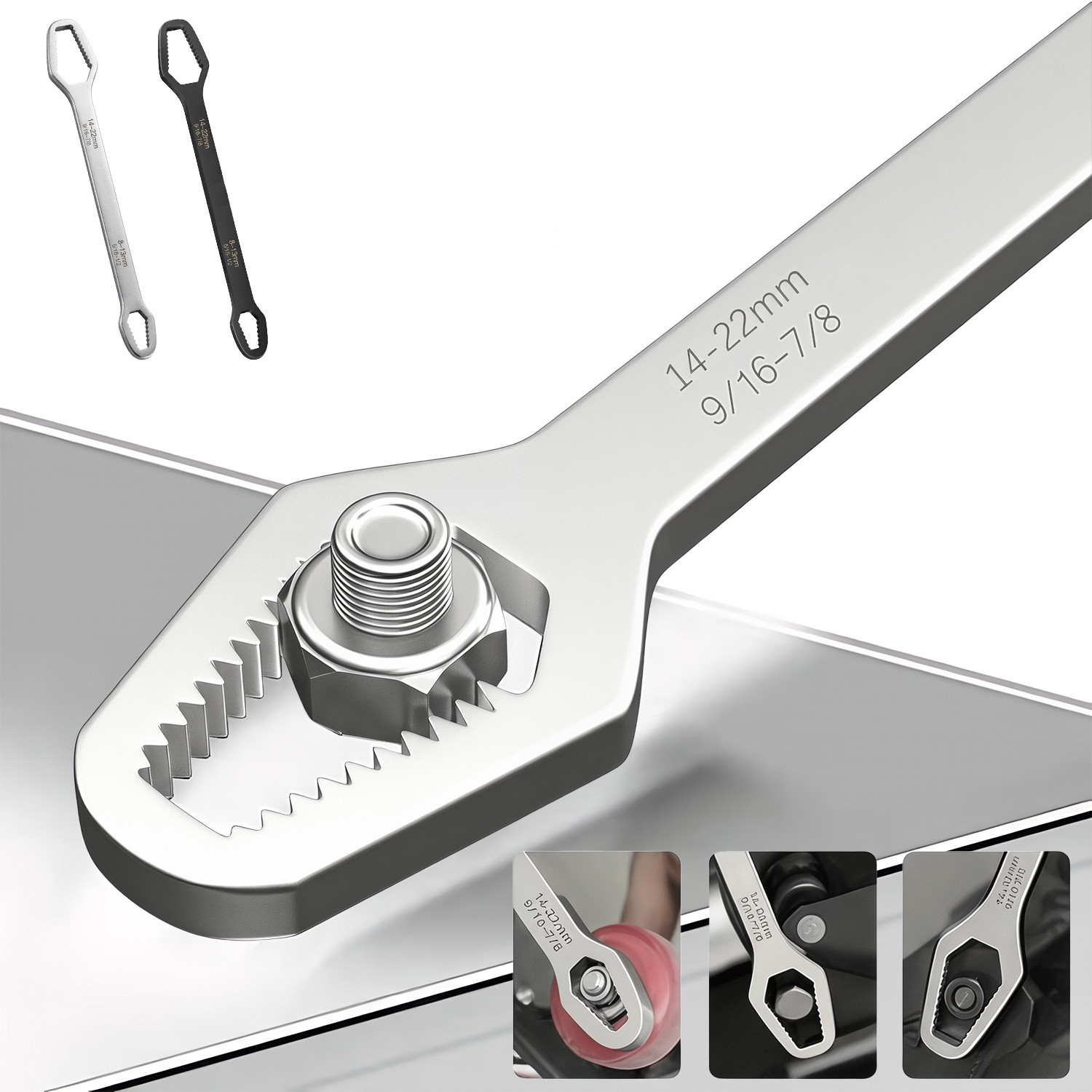 1 Pcs 8-22mm Universal Wrench Self-tightening Adjustable Both Ends Spanner Tools