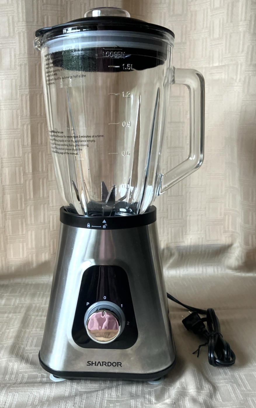 SHARDOR 1200W Blender for Shakes and Smoothies, 52 Oz Countertop Silver Exc Cond