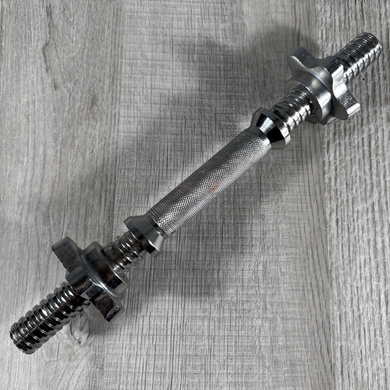 Standard 14" Dumbbell Handle Weight Bar with Collars, Single, Silver