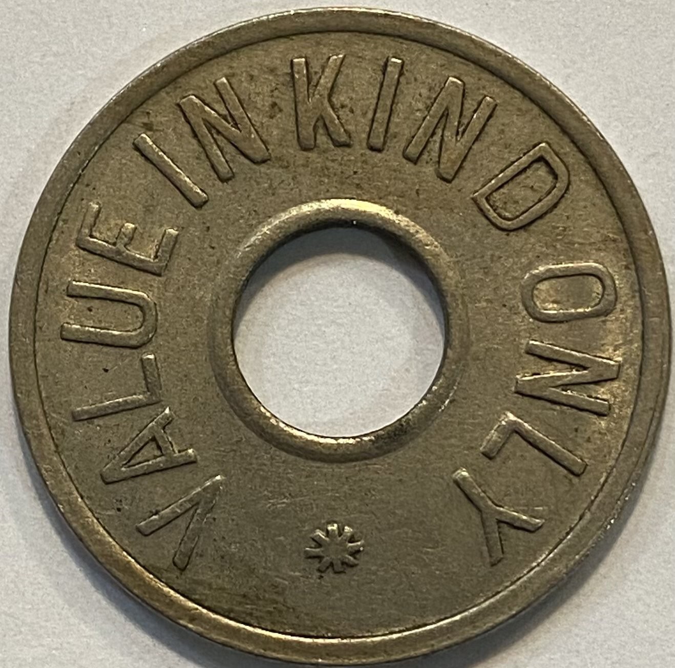 Value in Kind only 3d PE Trade Token Center Hole