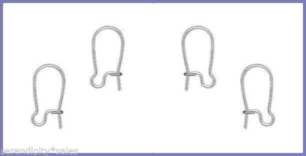 24 SILVER Plated Brass KIDNEY Ear Wires Earrings 20mm Long ~ No Nickel ~ No Lead